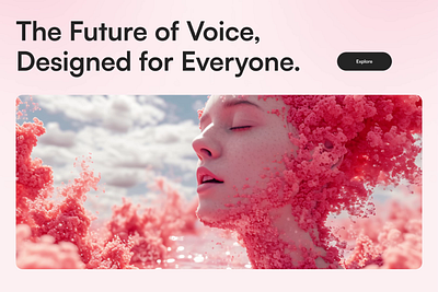 Clean and Warm Hero Section for an AI Voice Assistant ai ai app ai app design ai design ai product animation clean design hero home landing page machine learning modern design pink design ui design web page website design