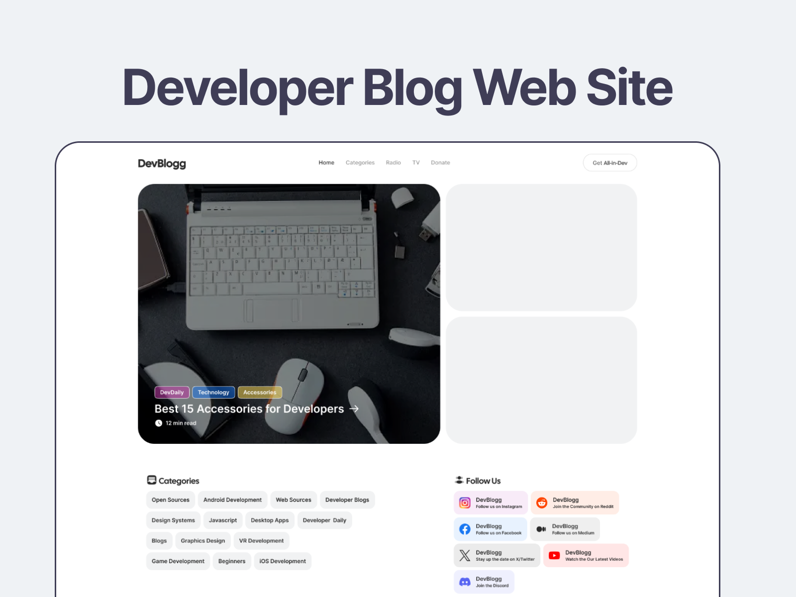 Developer Blog Website blog dev developer news portfolio ui web site