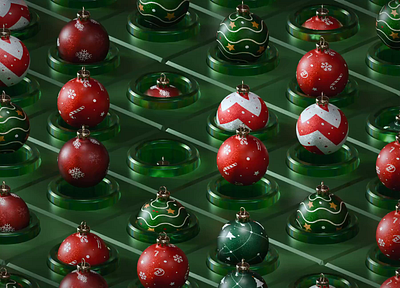 3D Christmas Animation 3d 3d art balls blender branding design green holiday illustration isometric art mograph motion graphics pattern