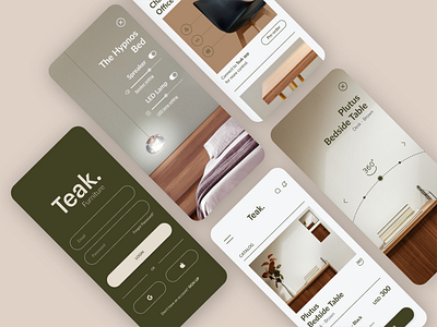 Teak - Smart Furniture Apps app apps design furniture furniture app graphic design home home furniture ios mobile phone screen shop smart smart app smart furniture ui uiux user interface