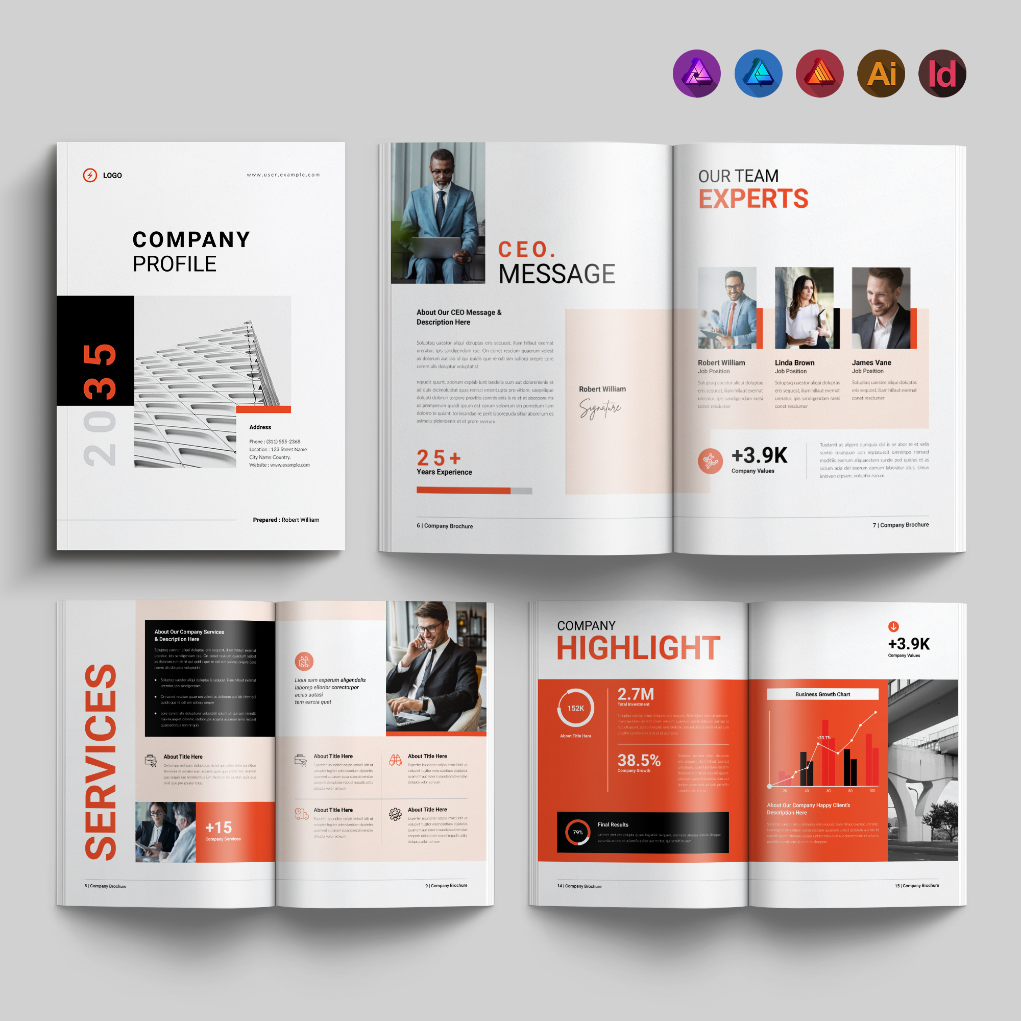 Company Profile Template 3d a4 agency animation app architecture branding business company corporate design graphic design illustration logo minimal motion graphics print profile template ui