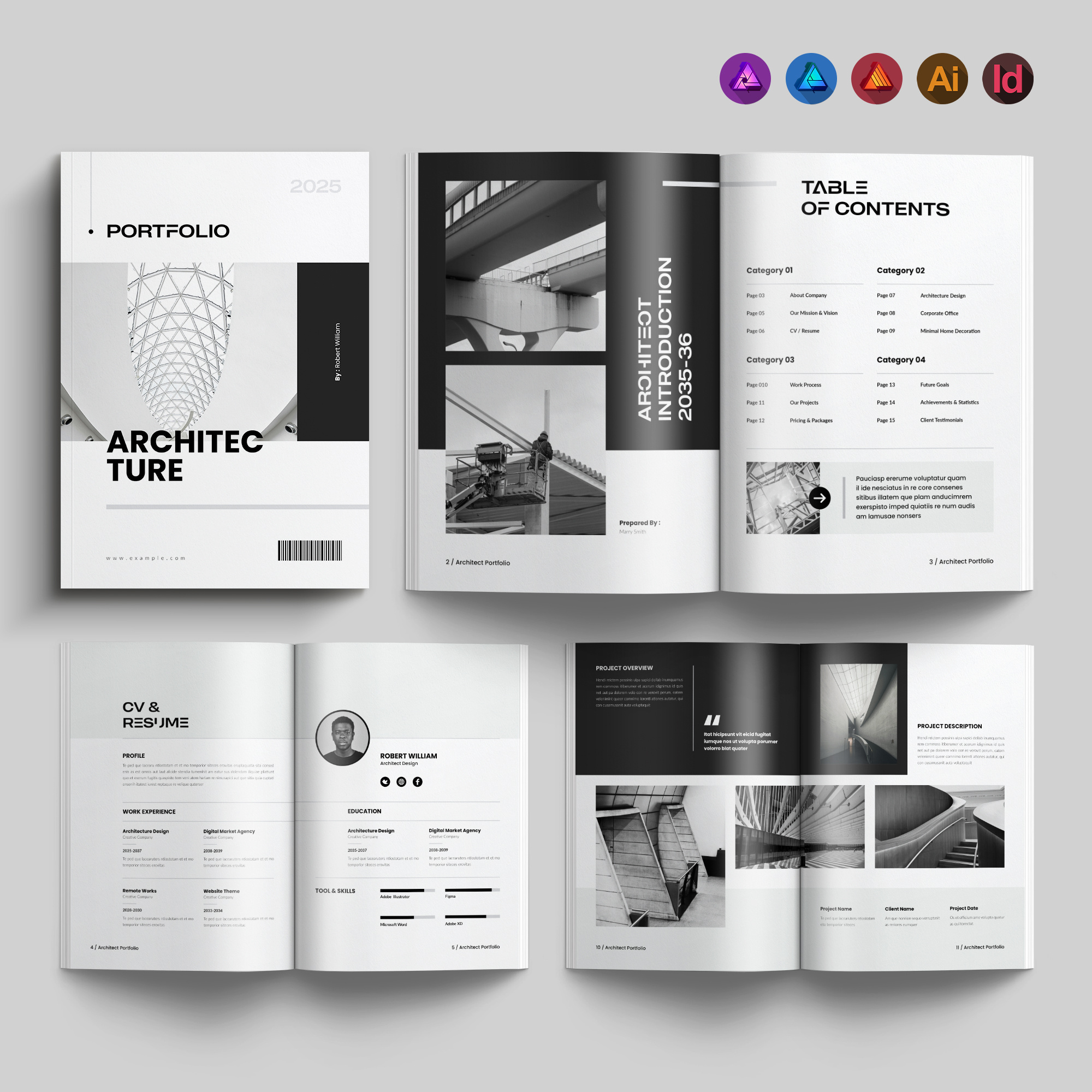Architecture Portfolio Brochure Template a4 agency app architecture branding brochure business company profile corporate design graphic design illustration logo minimal portfolio print ui