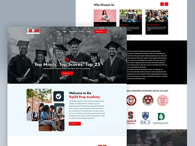Top 25 Prep Academy Landing Page, Logo and Brand Identity academic branding academic success authoritative style black bold color branding clean design college prep creative direction design digital presence education landing page modern ui professional design strong branding tutoring ux design visual identity web design