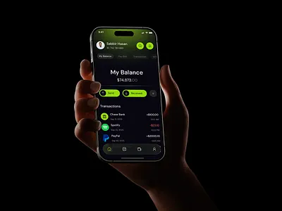 Modern Fintech Wallet — Clean Dark Mode Experience appconcept appdesign cleanui darkmodeui digitalwallet financeapp fintech fintechui interactiondesign mobileappdesign neonui ui uidesign uxdesign uxuidesign wallet walletapp