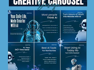 Learn Smart with Powerful AI Tips Design! ai brand branding business carousel creative graphic design social media post ui