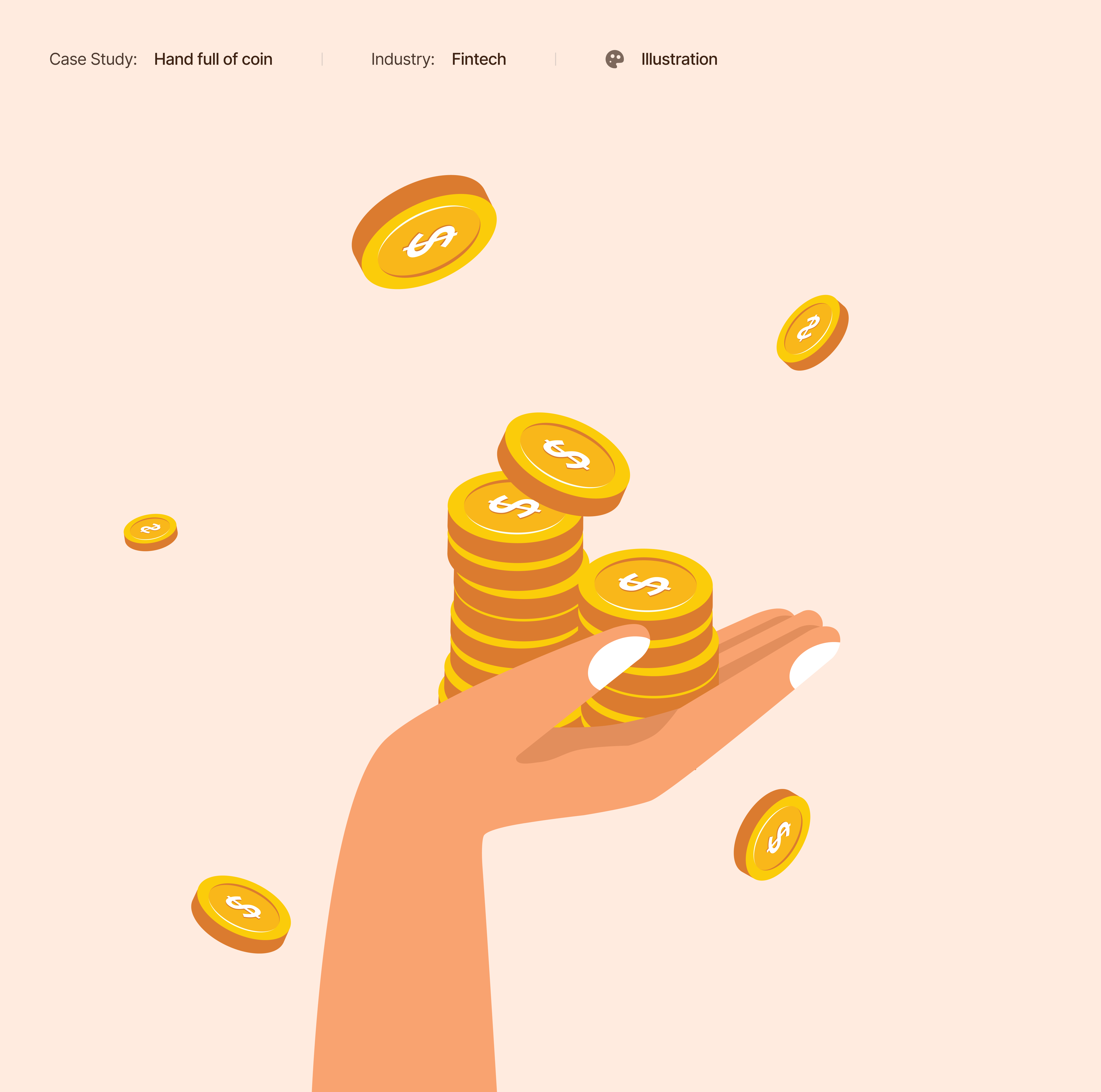 A handful of Coins Illustration coin hand illustration