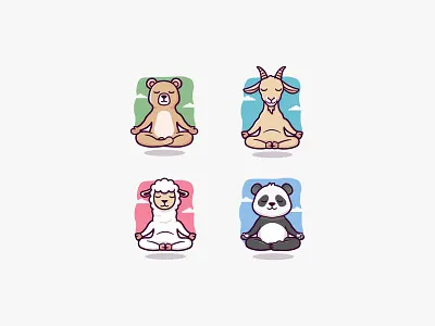 Relaxing Animal Logos animal logo animal yoga animals branding branding design cute pet design graphic design illustration logo logo design pet logo pets logo ui ux vector yoga logo yoga logo design