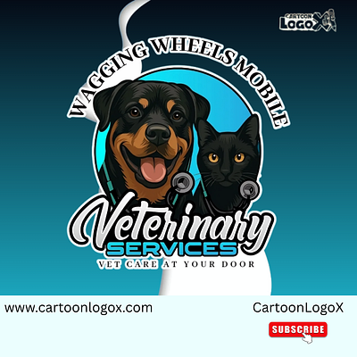 Wagging Wheel| Cartoon Logo & Pet Brand Identity by CartoonLogoX branding cartoon logo graphic design logo motion graphics pet branding pet business design veterinary logo
