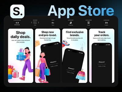 Premium App Store Screenshots - Shopping Hub : Daily Buy app store app store screenshots appscreen appstore branding design graphic design mobile mobile ui popular premium screenshot product design screenshots shopping