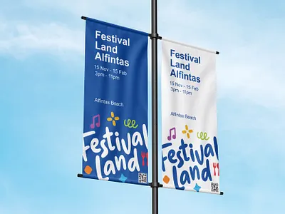 Festival Land Branding activity branding colorful entertainment events festival fun kuwait land logo typography winter