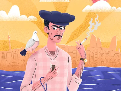 The Quşbaz azerbaijanian bakili character illlustration loveofbirds pegion