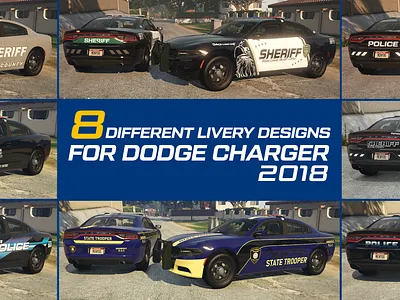 8 Livery pack for Dodge charger 2018, FiveM design fivem gaming graphic design gta gtaroleplay