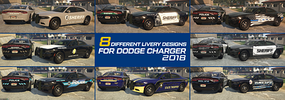 8 Livery pack for Dodge charger 2018, FiveM design fivem gaming graphic design gta gtaroleplay
