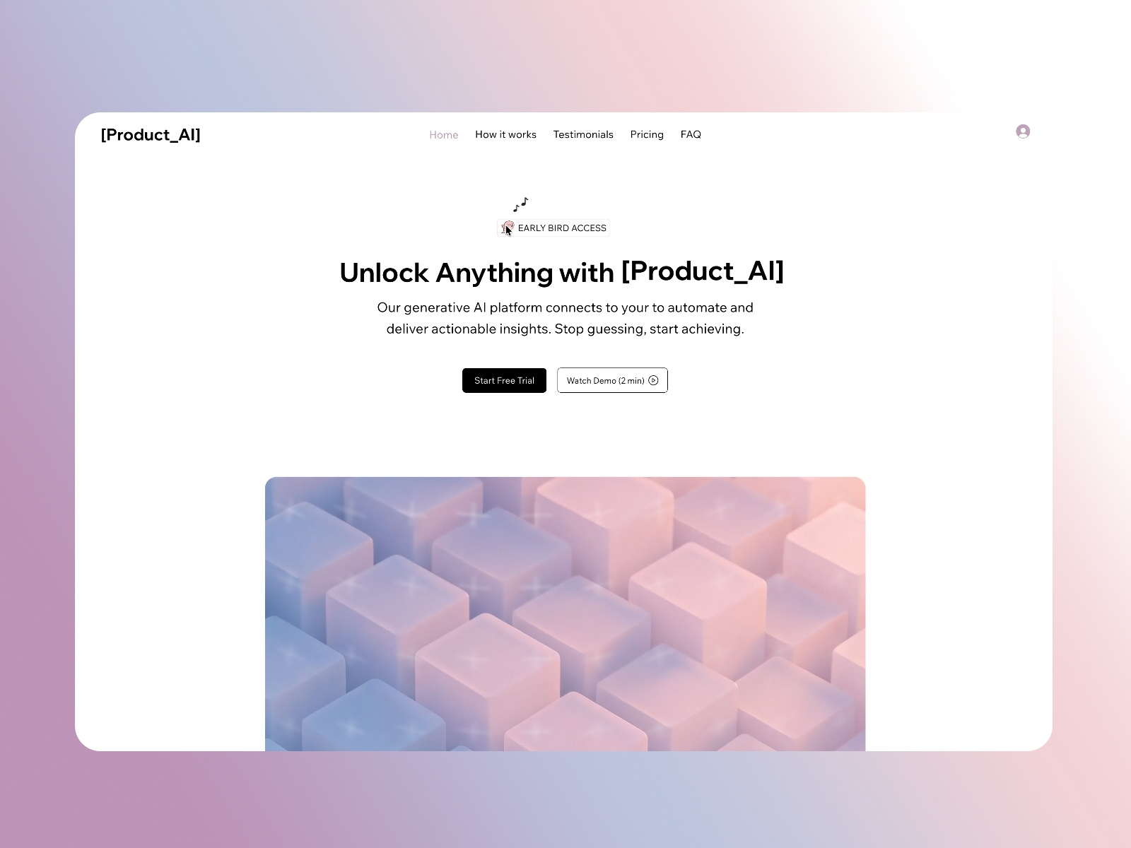 AI SaaS Startup Website Hero Screen ai animation animations branding design landing page saas startup ui web design web development wix wix studio