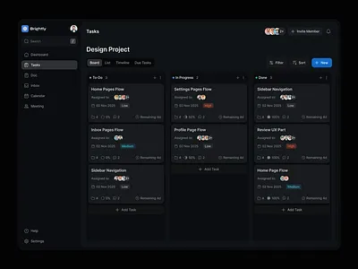 Task Management Dashboard admin dashboard analytics dashboard clean clean ui dashboard ui project management task management ui ux web app design