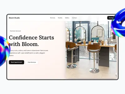 Bloom Studio: Look Premium, Salon Website Design. beautysalon framermotion graphic design hero hero section minimal minimaldesign next js premium site salon tailwind css tailwindcss ui uiux ux webdesign