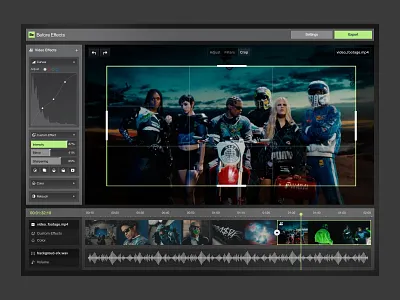 Video Editing Interface | Before Effects adobe software after effects app design cinematic color grading creative tools crop tool dark ui dashboard desktop editing software interface design motion design premiere pro product product design ui design uxui video editor web app