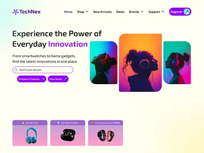 Gadget e-commerce website branding cart design clean ui e commerce ecommerce gadget headphone landing page minimal design modern ui technology ui ui design uiux