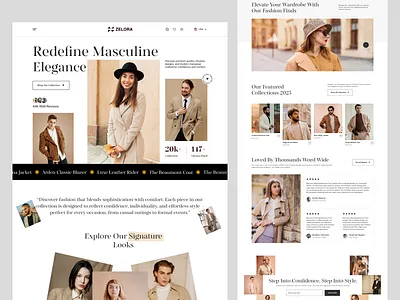 Zelora – Fashion Website UI Design 👔✨ clothing brand clothing store ecommerce website ecommercedesign fashion web fashion website design fashiondesign fashionui fashionwebsite figmadesign landingpagedesign onlinestoredesign pixelean productdesign sahin mia uidesign uiux uxdesign visualdesign webdesign