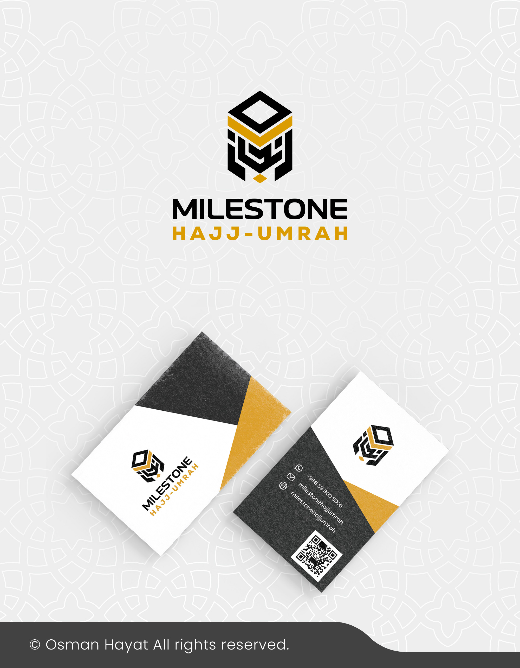 Milestone Hajj-Umrah Logo arabic calligraphy arabic logo arabictypography branding calligraphy logo hajj umra logo haramain logo islamic logo kaba logo logo milestone logo mosque logo typography