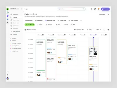 Project Management Dashboard - Milestones & Timeline View dashboard dashboard ui design landing page plan product design progress tracking project project details saas tasks traking dashboard ui design ux design web app web design website website design workflow