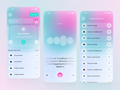 AI Chatbot Mobile App aiapp aichatbot aiux artifical intelegance chat app chatappdesign chatbot darkmodeui designinspiration figmadesign iosui minimalui mobiledesign smartassistant uxui voicechatapp