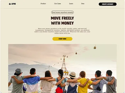 Lyvo - Global Money Transfer Landing Page app design figma minimal uı ux uı website