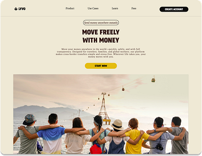 Lyvo - Global Money Transfer Landing Page app design figma minimal uı ux uı website