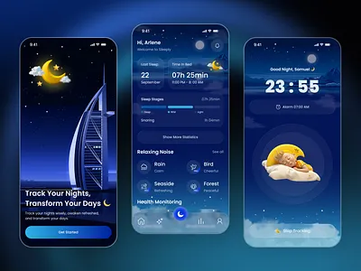 AI-Powered Sleep Monitor App ai ai sleep tracker app design mobile app monitoring night app sleep sleep app sleep assistant sleep cycle tracker sleep health ai