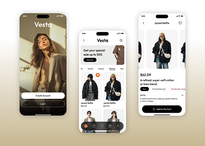 Vesta- Clothing Brand Shopify Mobile Apps clothingbrand clothingmobileapps clothingwebdesigner clothingwebsite fashionmobile fashionmobileapps figmawebsite mobileapps mobileuiux moboapps shopifymobileapps shopifystore shopifywebsite textilewebsite uiuxdesign uxdesigner websitedesigner websitemockup websitetemplate websiteuxdesigner