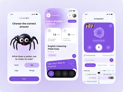 AI Language Learning Mobile App – Learn Smarter, Faster ai learning aiapp app design cleandesign edtech educationapp elearningapp ios language learning app languagetutor learning learnlanguages mobile mobile app mobileappdesign modernui smart learning