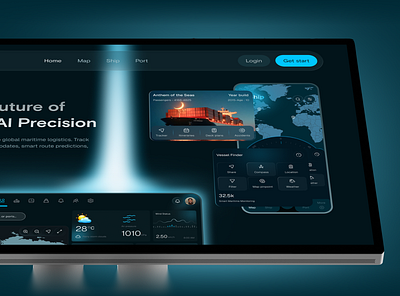 AI Ship Tracking & Fleet Management – App, Dashboard & Web UI/UX 3d aishipping appdesign branding dashboardui datavisualization fleetmanagement interactiondesign logisticsdesign logo maritimetech realtimetracking shiptrackingapp ui uiuxdesign uxcasestudy webdashboard