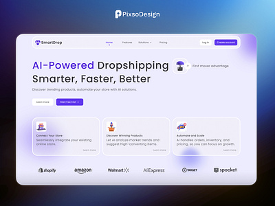 SmartDrop Hero Concept UI Design aidesign animation ecommerce design glass effect landing page design minimal design modern website pixso design product design saas smart ecommerce trend ui ui website design
