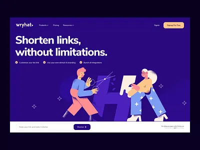 Landing page redesign for Wryhat after effects animation design design on demand figma gradient illustration landing landing page mockup page prototype saas short startup ui url ux web web design