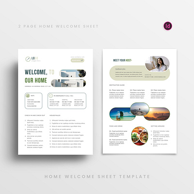 Home welcome sheet flyer advertising article business client company cover development guest guide home host hotel house layout local real estate rental resort rule welcome