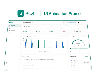 Seel HQ UI Animation animation app deal design interaction interface lead manager mobile app motion graphics product productivity project proof of concept saas sales timelines ui workspace