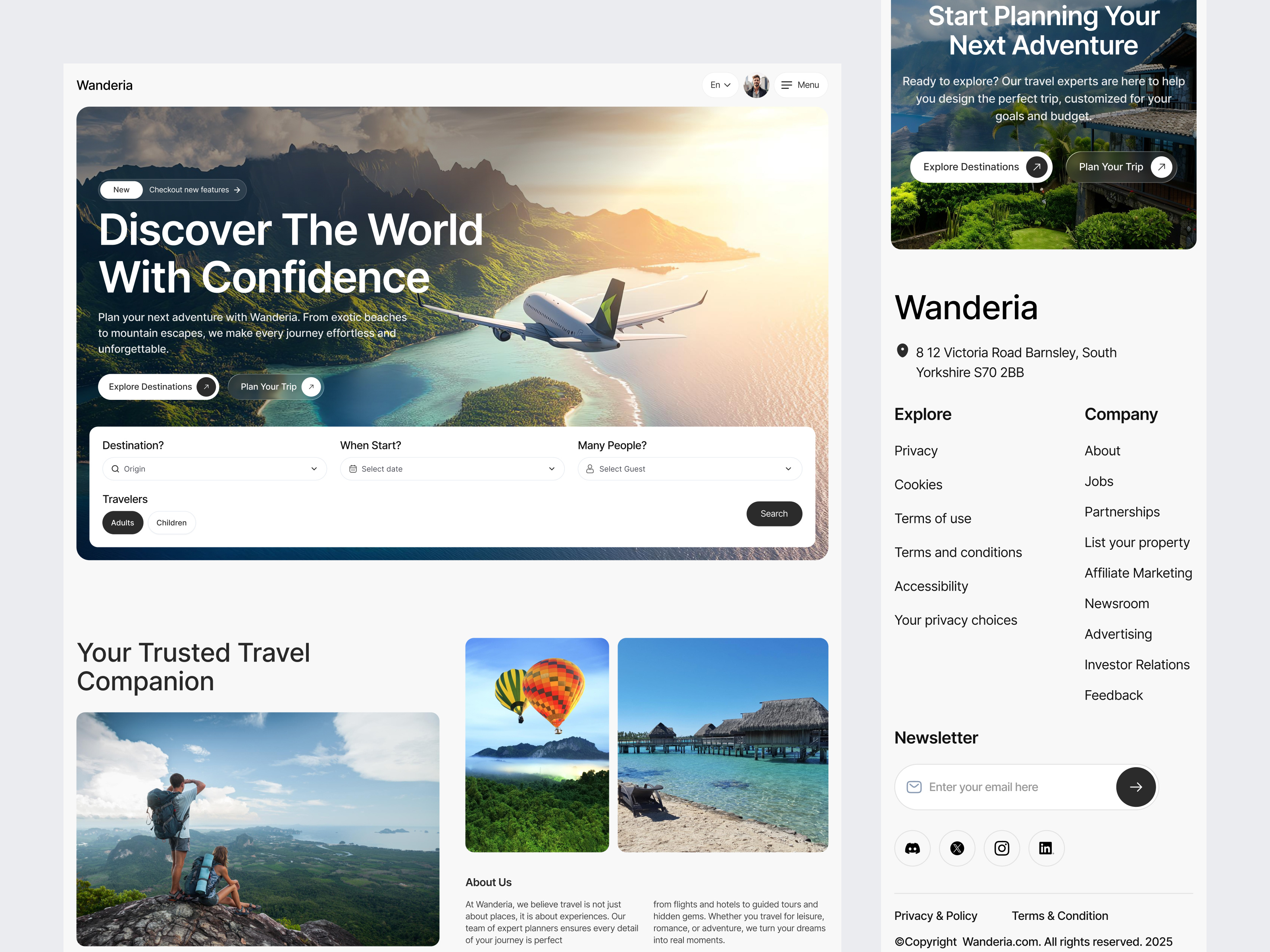 Example of Website Design Per Page