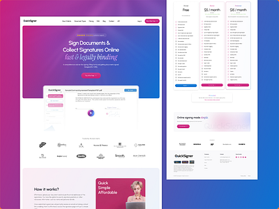 Quick Signer: Custom UI in WordPress aesthetic bold clean desktop design homepage landing page minimal modern portfolio responsive design saas startup typography ui design ux design web design website design