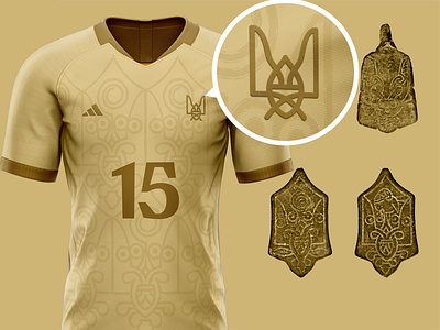 Ukraine Jersey bronze football kit golden kievan rus medieval pattern pedant rurik rus sportswear symbol trident ukraine