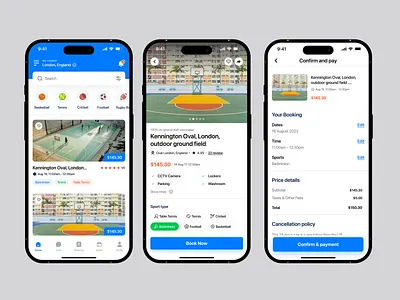 Sports Field Booking App Design app concept app designer app ui app ui kit booking app design interface logo design match scheduling mobile mobile app design mobile design product design reservation app sports app sports booking app sports management software ui ux venue booking wavespace