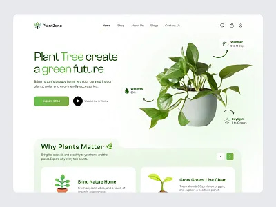 Plant Website buy plants online e commerce website ecommerce garden green indoor plant landing page minimal design plant plant care plant shop plant store plant website product design ui uiux ux web design website