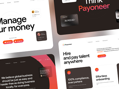 Payoneer Redesign — Web App UI Exploration banking clean ui design system financial website fintech design interface minimal design money management money transfer neobanking payoneer product design web design website design