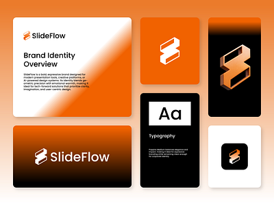 SlideFlow – AI-Powered Logo & Brand Identity 3d logo ai logo brand brand identity branding design expressive design geometric logo gradient branding graphic design illustration logo logo design minimal modern padlock logo presentation tool tech branding ui