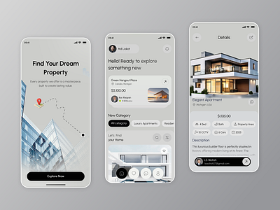 Real Estate Mobile App app app design appartment home screen house listing app mobile mobile ui mobileapp properties property real estate real estate app real estate design real estate ui realestate rent rent app