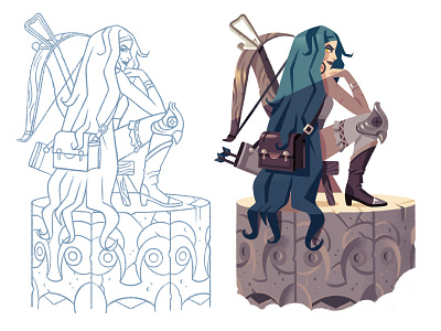 Rogue! character crossbow design fantasy illustration rogue