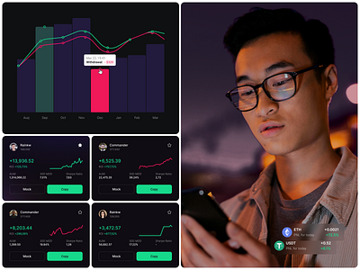 Trading Analytics Mobile App Design analytics app app design app designer charts ui crypto app cryptocurrency dark mode data visualization figma design fintech design mobile app design mobile ui trading app ui ux