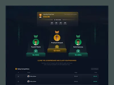 Casino Website - Leaderboard UI casino casino gambling casino website gambling website leaderboard uiux web website