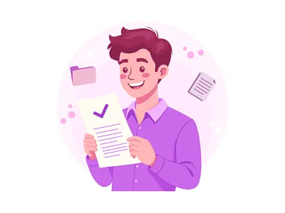 Document Approved & Task Completion - Vector Illustration achievement app illustration asd character design design system document approved education fintech flat design kyc learning modern onboarding saas startup design success task completion vector illustration verification workflow