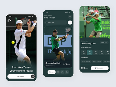 Tennis Court Booking App app design clean ui court booking court reservation ios app design minimal ui mobile mobile app new sports app ui sports booking sports interface tennis app tennis ui design tennis ux ui ux