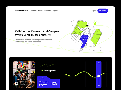 Unite and Collaborate: The Central Hub for Effortless Remote collaboration design illustration minimalistic modern task management ui ux web design